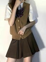 ニット 無地 高校生 春 ノースリーブ スクールニット ネック 秋 通学 ショート丈 前開き レイヤード 全7色!スクール カーディガン ニット(4)