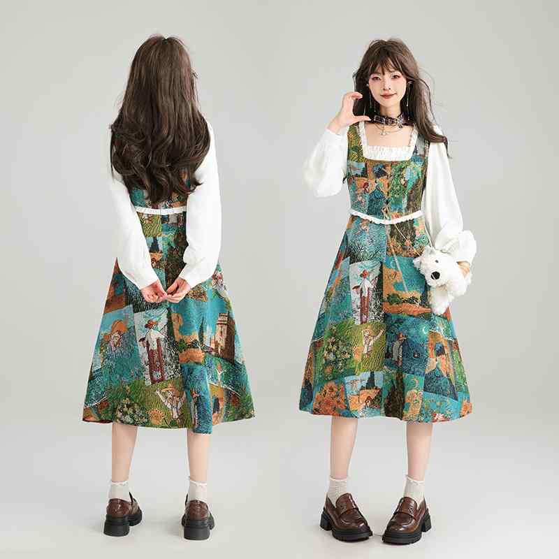 ワンピース ドレス Aラインドレス パフスリーブ 長袖 ロマンティック キュート ガーリー ラブリー レディース