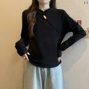 レディース ファッション ス シンプル 無地 大きめサイズ チャイナ風 厚手 暖かい 秋冬 スリム インナー 長袖 Tシャツ シャツ