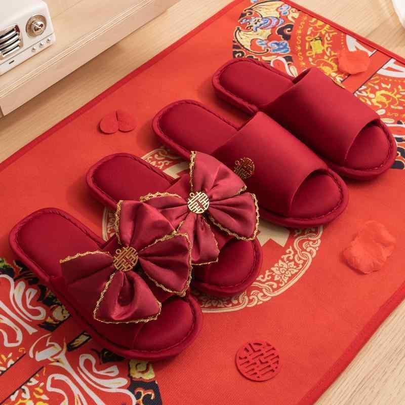 スリッパ レディース ウェディング お祝い 赤 パジャマ 新婚 夫婦 持参金 お祝い ホーム カップル 秋冬..