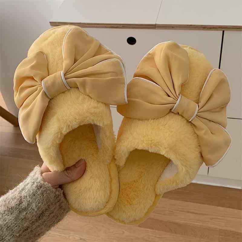 スリッパ 韓国 シンプル 蝶 ネクタイ トウ キャップ コットンスリッパ 冬 レディース 甘くて ガーリー ファッション ホーム 滑りにくい 暖かい ぬいぐるみ シューズ レディース ローヒール リボン