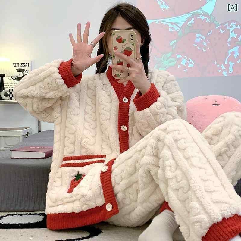 パジャマ ルームウェア ナイトウェア 秋冬 レディース コーラル 起毛 セット 大きめサイズ 起毛 厚手 ..