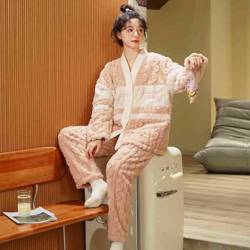 レディース パジャマ ナイト ホーム ウェア コーラル 起毛 秋冬 フランネル 服 厚手 スーツ 和風 レディース パジャマ ナイト ホーム ウェア コーラル 起毛 秋冬 フランネル 服 厚手 スーツ 和風