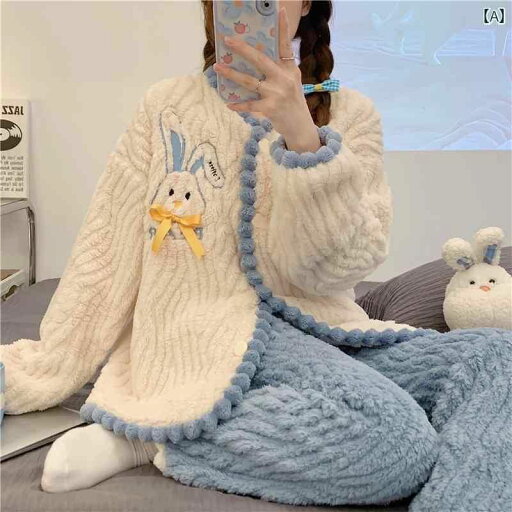 パジャマ レディース ウサギ 秋冬 カーディガン かわいい 厚手 暖かい コーラル フリース プレミアム 大きめサイズ フランネル ホーム 服 Vネック ナイトウェア ルームウェア パジャマ レディース ウサギ 秋冬 カーディガン かわいい 厚手 暖かい コーラル フリース プレミアム 大きめサイズ フランネル ホーム 服 Vネック ナイトウェア ルームウェア