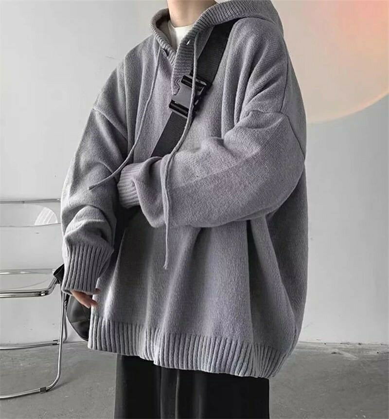 冬服 秋服 ス カジュアル 防寒 無地 フード メンズファッション 大きいサイズ ゆったり セーターパーカー メンズ セーター