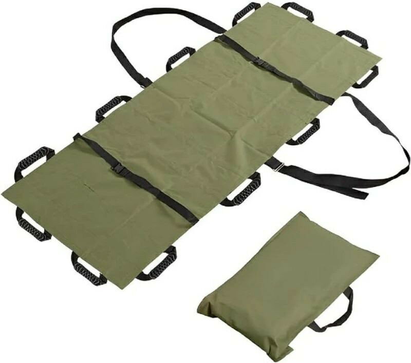 (グリーン) コンパクト 軽量 非常用 緊急 簡易担架 ストレッチャー 担架 折りたたみ