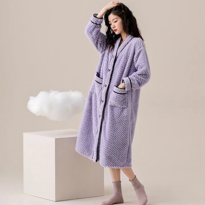 M-2XL ギフト 防寒 ホワイト ふんわり パーカー かわいい レディース もこもこ あったか カーディガン ロング パープル ルームウェア ブランケット 着...