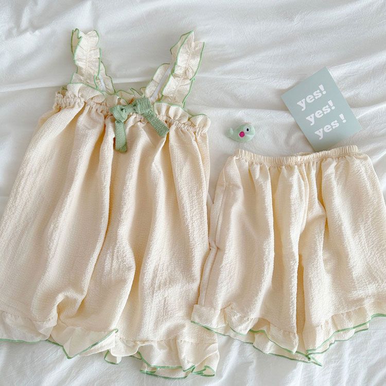 ショートパンツ キャミソール ギフト 上下セット 姫系 カップ付き レディース ネグリジェ 部屋着 かわいい 通気性 リボン 柔らか 夏 パジャマ ゆったり ナイトウェア ルームウェア プレゼント 寝間着 夏 おしゃれ 可愛い 寝巻き