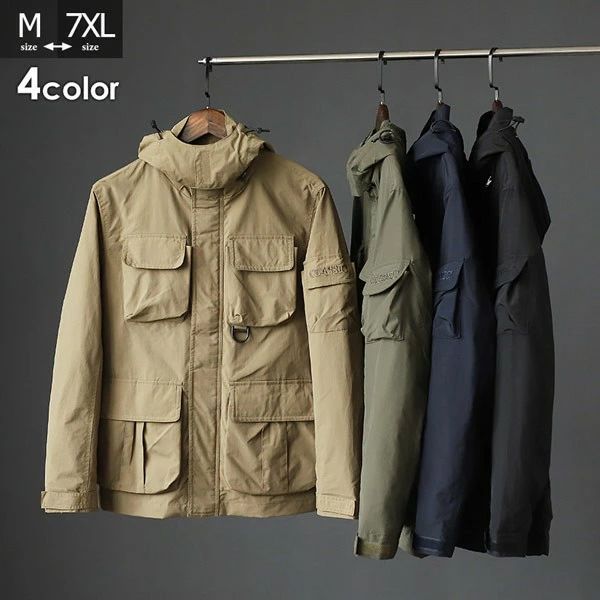 ジャケット 緑 おしゃれ クラシック 秋 ジャケット メンズ きれいめ 防寒 定番 黒 マウンテンパーカー フード付き 通勤 薄手 防水加工 かっこいい アウター アウトドア 春 カジュアル 防風 ウォーターレジスタント 撥水 おすすめ きれいめ オシャレ 裏地あり 人気