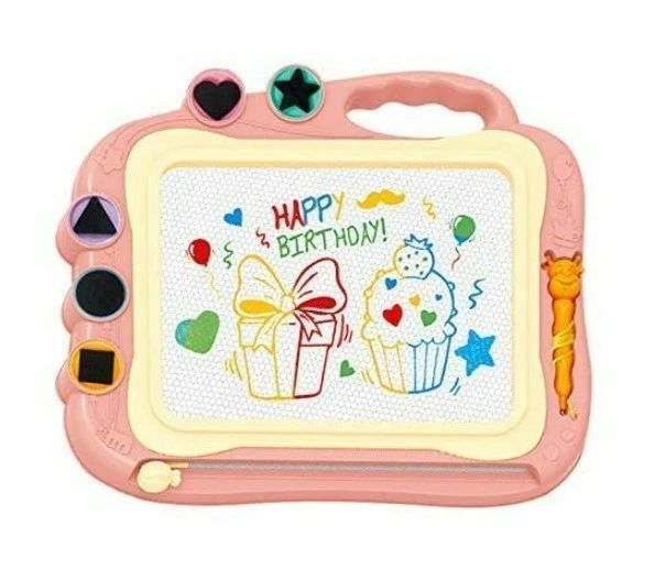 お絵描きボード カラフル 持ち手付 かいて育脳 (ピンク) 大画面（35.5*28.5cm） 知育玩具シリーズ