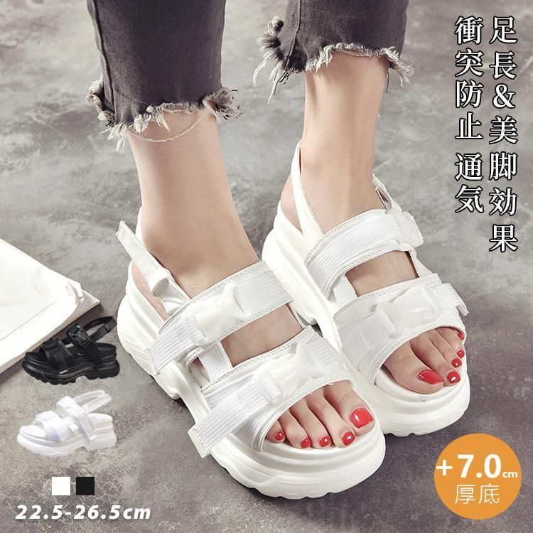 歩きやすい 女の子 スポーツサンダル アウトドア カジュアル ガールズ 厚底 美脚効果 ビーチサンダル 22.5--26.5cm 軽量 サンダル ビーチ レディースサンダル