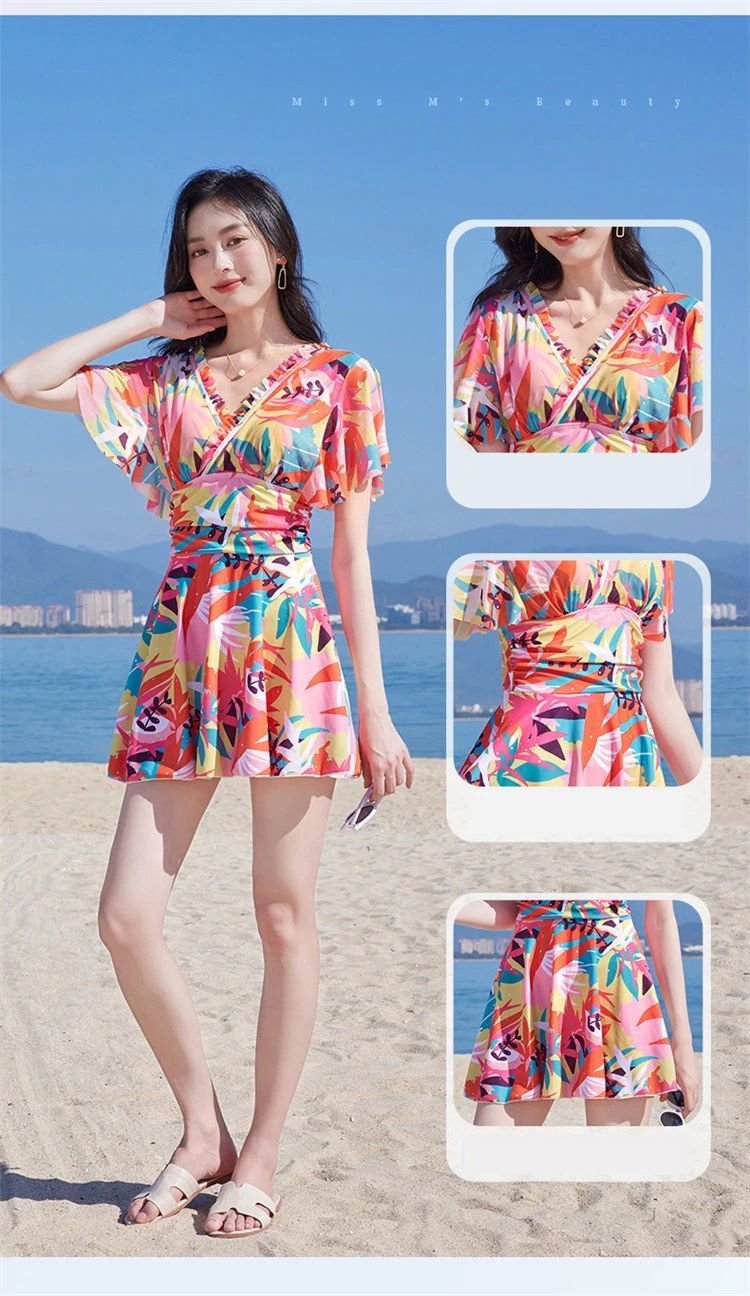 可愛い 海 温泉 ワンピース 着痩せ ワイヤーなし オールインワン 夏 セクシー 40代 パット付き 柄 花柄 ビーチウエア 体型カバー 半袖 おしゃれ 水着 旅行 プール 30 水着 才 20 水遊び ビーチ 大人 水泳 ママ水着 レディース 女の子