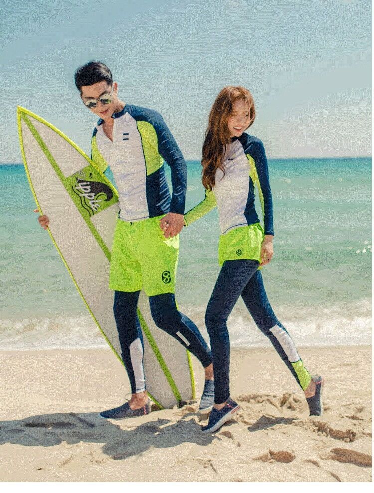 ウェットスーツ レディース 家族旅行 カップルお揃い ペア 大きいサイズ 体型カバー メンズ レギンスパンツ 海外旅行 ホワイト こども フィットネス水着 親子 海水浴 長袖 ネイビー サーフパンツ 夏 ラッシュガード キッズ M~3XL リゾート ライトグリーン