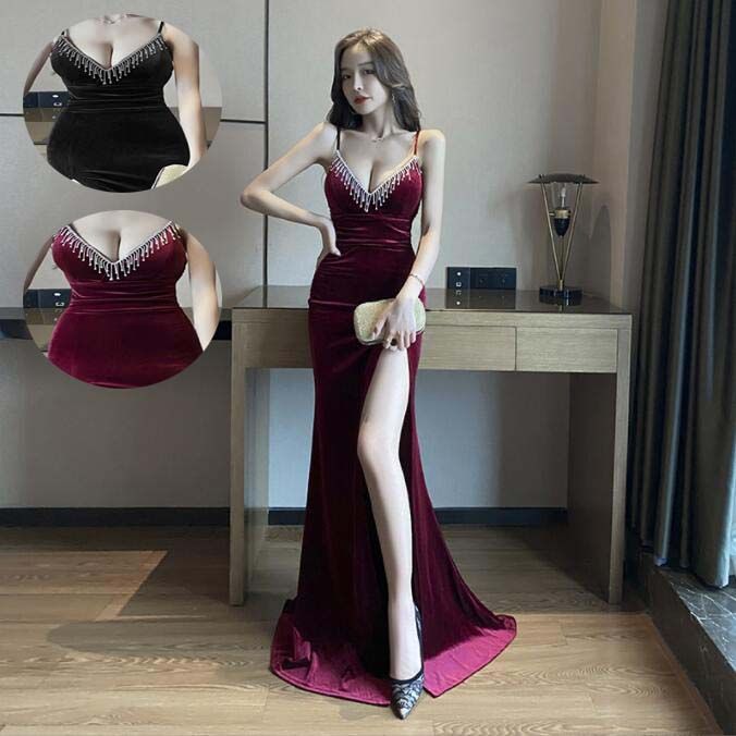 S ノースリープ 袖なし ロングドレス モーターショー DS 着痩せ セクシー イベント タイトワンピース ..