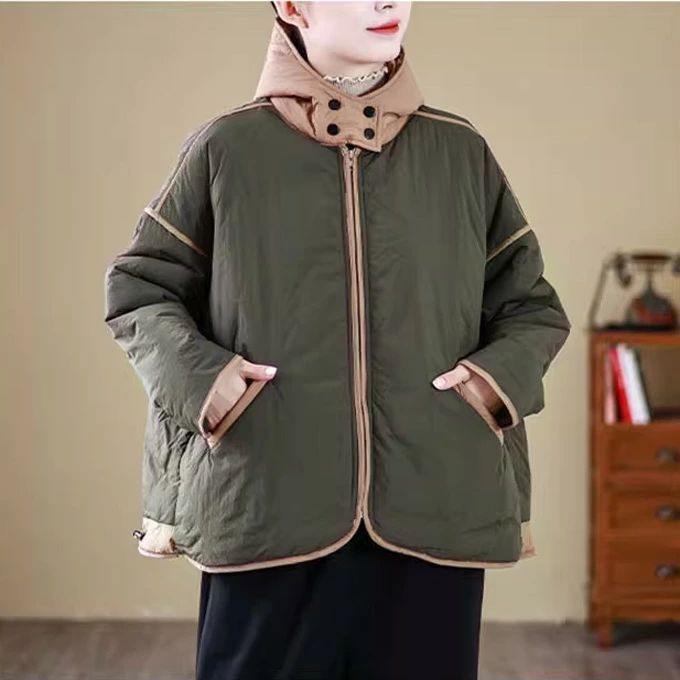 配色 ゆったり 30代 中綿コート 50代 フード付き 中綿ジャケット 暖かい 大きいサイズ 20代 おしゃれ 秋冬 ショート きれいめ 40代 あったか アウター カジュアル 防寒 レディース 女性用 コート