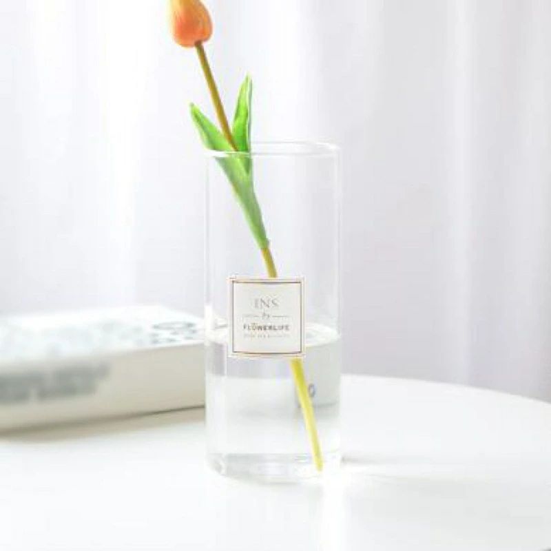 円柱 シリンダー リビング フラワーベース 生け花 ガラス ホワイト 新生活 透明 枝物 花瓶 高さ15cm 寝室 シンプル ガラス花瓶 おしゃれ ガラス 円筒型 花器 フラワーベース 玄関 小さい