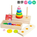 知育玩具 パズル プレゼント 木のパズル 数学パズル 積み木 ハノイの塔 木のおもちゃ 虹のバージョン
