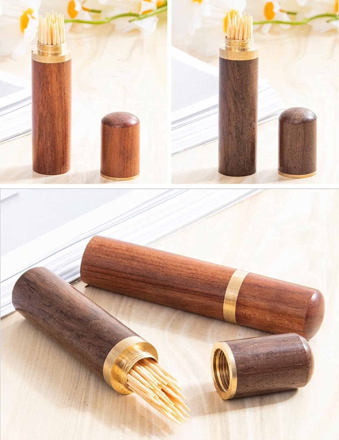 つまようじケース 爪楊枝ケース 木製品収納ケース 木目 蓋付き 木製 携帯用 爪楊枝ボックス 2個セット 小物入れ おしゃれ ギフト 爪楊枝入れ 収納 針収納ケース 小物入れ ポータブル ケース