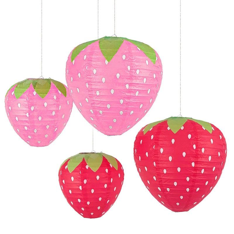 飾り付け 燈籠 イチゴ 紙提灯 イベント装飾 祭り クリスマス 誕生日 苺 ペーパーランタン ちょうちん 10個セット 提灯 お盆
