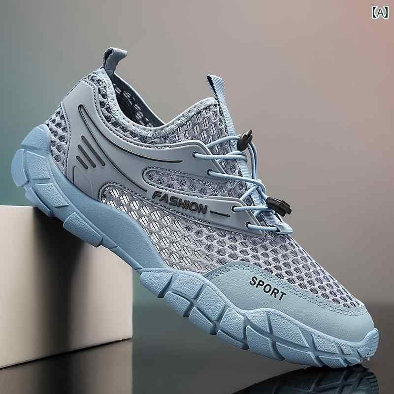 スポーツ アウトドア ブラック 夏 通気性 ヨーロッパ寸法 ベージュ メンズ ブルー メッシュ ハイキング..