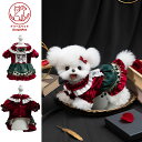 DreamPet 高級 ペット服 秋冬 ベルベット 抜け毛防止 仔犬 小型犬 ワンピース 犬用 クリスマス ワンピース