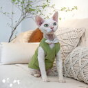 DreamPet デボンレックス 猫服 無毛猫 コットン リブ Vネック 蝶結び 可愛い 初夏 ベスト