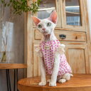 DreamPet ハート柄 無毛猫 デボンレックス 猫服 夏用 ゆったり 通気性 コットン ベスト