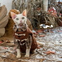 DreamPet 猫服 無毛猫 デボンレックス シャム コーデュロイ レトロ ウッドボタン 森ガール風 キルティング ベスト