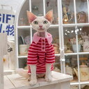 DreamPet デボンレックス アビシニアン 無毛猫 猫服 ストライプ POLOシャツ 配色 キャンディカラー 甘い風 スウェット