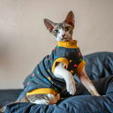 DreamPet Aクラス ベビーコットン 保温 デボンレックス 猫服 無毛猫 フリース カートゥーン柄 ベスト