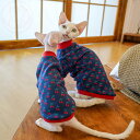 DreamPet 無毛猫 デボンレックス 猫服 ニット ジャカード 保温 セーター プルオーバー チェリー 日系 スウェット