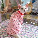 DreamPet 無毛猫 デボンレックス 猫服 ハート ラグランスリーブ 薄手 コットン 夏用 スウェット