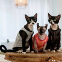 DreamPet 無毛猫 猫服 スフィンクス デボンレックス 弾力 クロスランナー コットン ストライプ ベスト