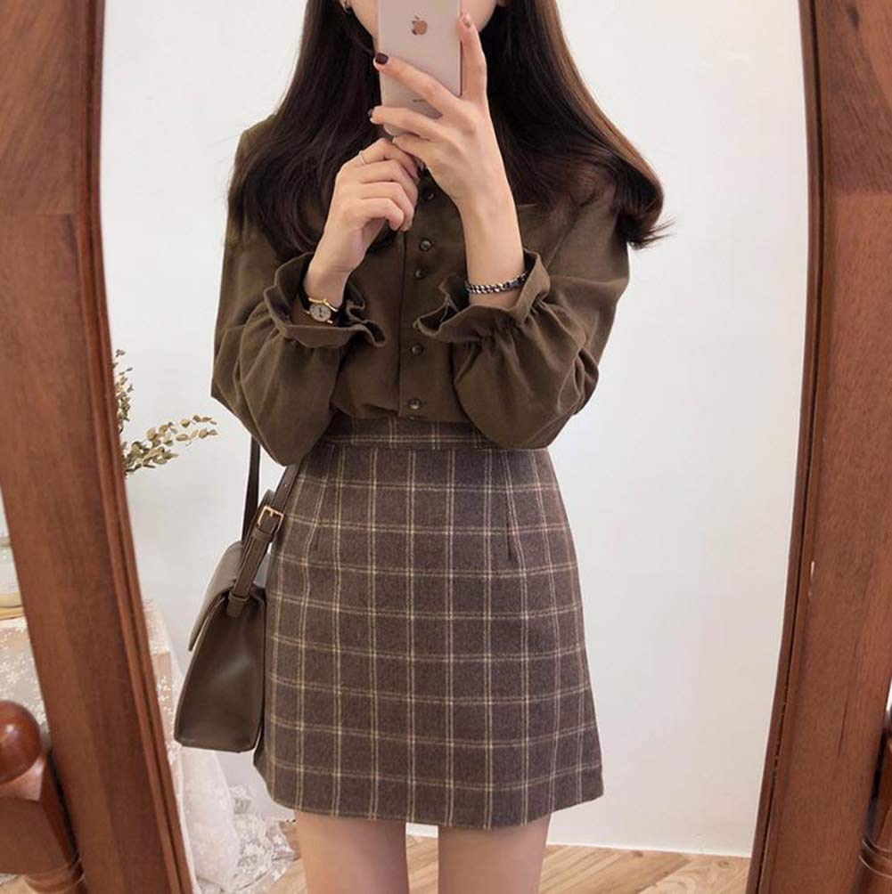 バイバン レディース スカート チェック柄 ミニスカート 秋 冬 ハイウエスト ラシャスカート 着痩せ ファッション チェックスカート おしゃれ ショート Aラインスカート