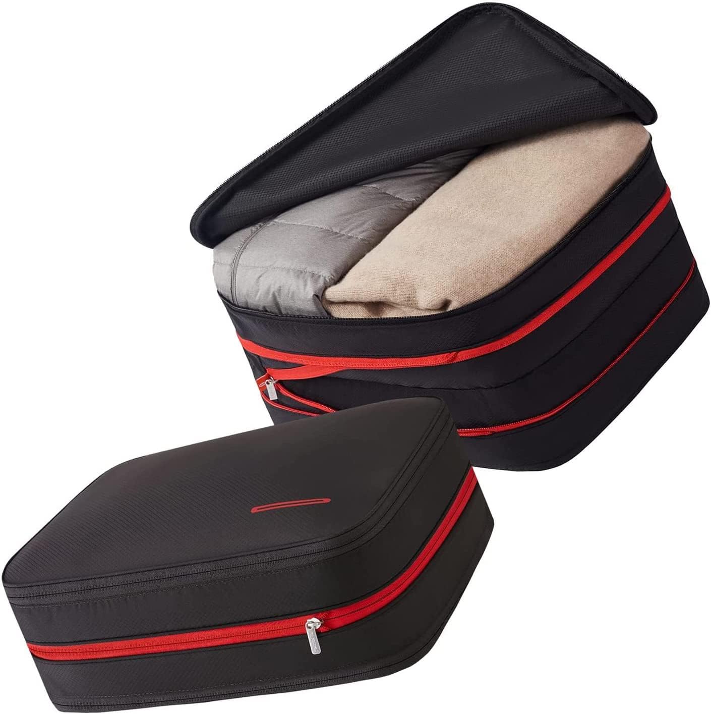 圧縮バッグ アレンジケース 軽量 衣類収納 出張 旅行 防水 26L 2点セット ブラック レッド旅行用ポーチ 海外旅行 便利グッズ 旅行用
