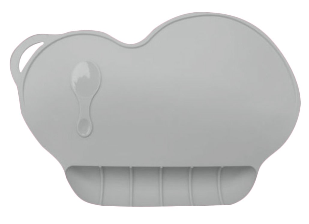 シリコンランチョンマット お食事マット テーブルマット 食べこぼし キャッチ ポケット 子供用 こども用 キッズ ベビ - グレー