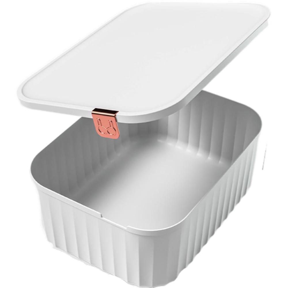 衣類収納ボックス 下着収納ケース 仕切りボックス 単品 5マス 10マス 15マス 仕切りなし 蓋付き パンツ インナー 靴 - ホワイト【仕切りなし】