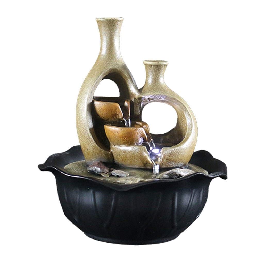 屋内テーブルの滝 現代工芸3ティアDesktopの電気噴水装飾屋内屋外のポータブル卓上装飾禅の瞑想の滝キ..