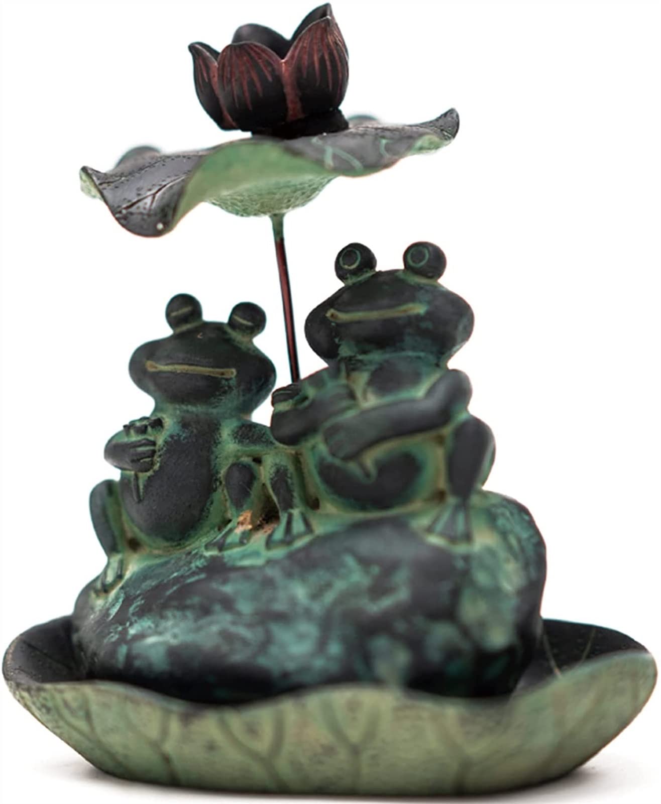 フィギュア彫刻 逆流香バーナー滝カエル像、灰キャッチャー、アロマテラピーの装飾品、ホームオフィス..