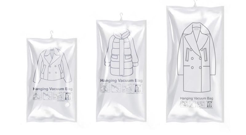吊るせる衣類圧縮袋5枚組 衣類 圧縮袋 ハンガー 衣類圧縮袋 バルブ式圧縮袋 ダウンジャケット 収納 便..