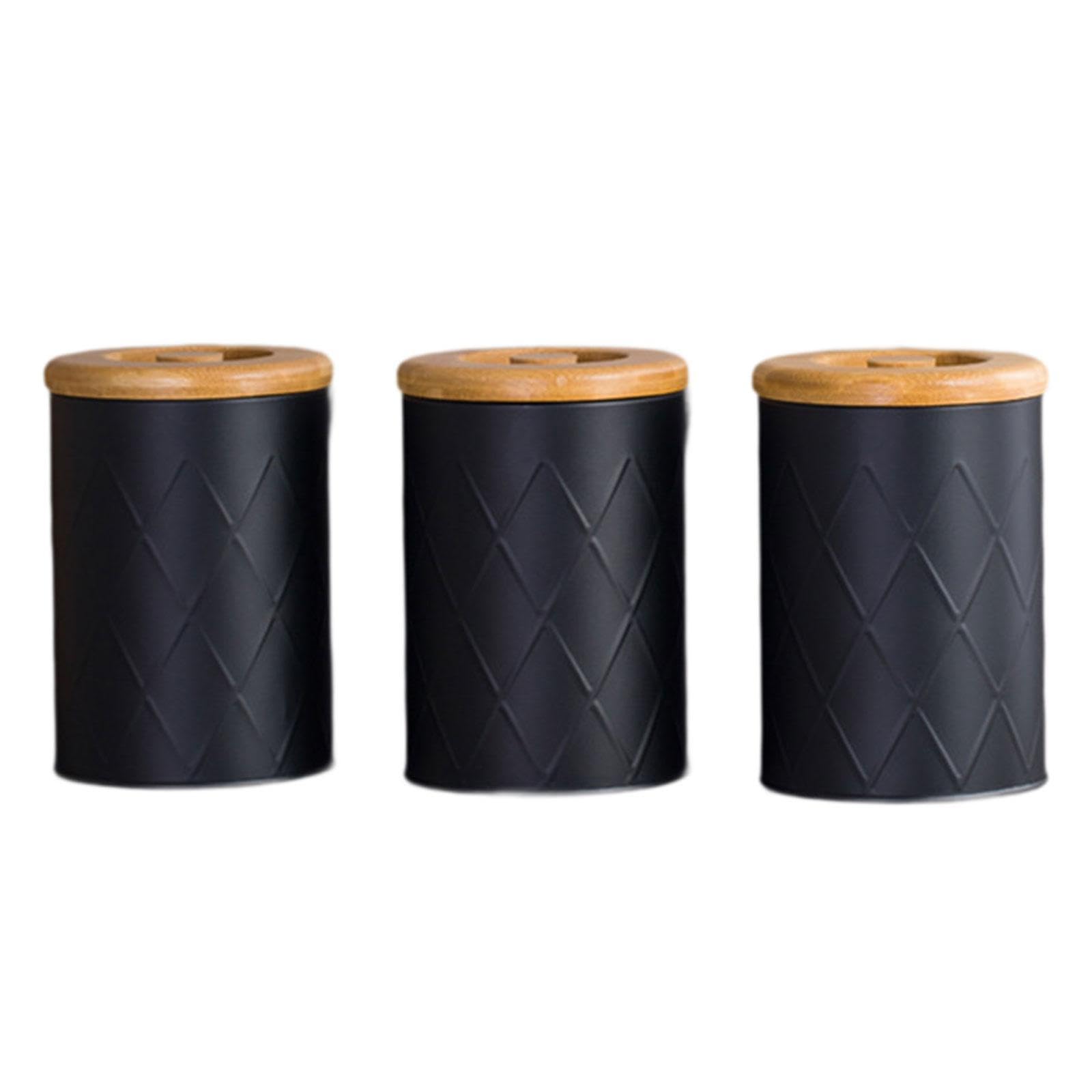 キッチンキャニスターセット コーヒー 紅茶 砂糖入れ 装飾キャニスター 多目的密閉食品保存瓶 クッキー..