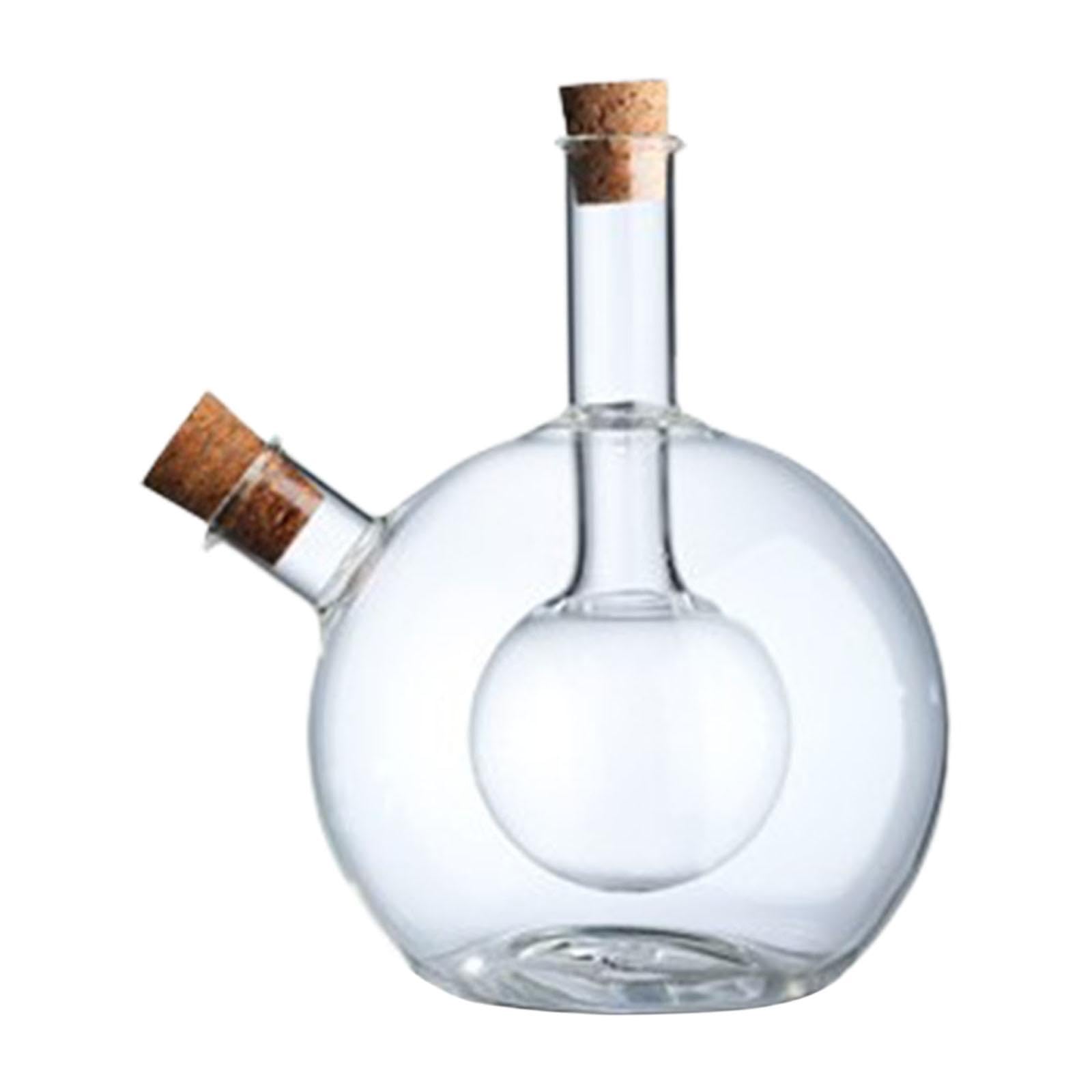 醤油ボトル グレープクラスターボトル ガラス コルク栓付き 2 イン 1 クリア ダブル注ぎ口 キッチン オ..