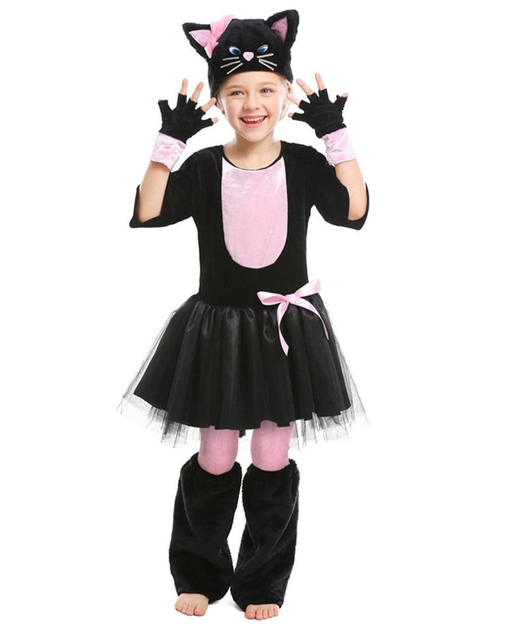 ハロウィン 仮装 黒猫 ネコ 猫 コスプレ子供 キャット 動物 アニマル コスチューム 猫耳 猫グローブ 5..