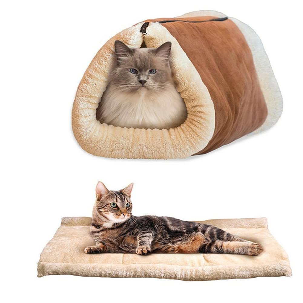 ねこトンネル 猫ハウス ドーム猫の寝袋 多機能 折りたたみ式猫 ベッド 猫 トンネルハウス ペットハウス ベッド マット 兼用 保温防寒 洗える ねこベットうさぎのトンネル 柔らか 収納便利 猫用 犬用 小動物用ベッド1個