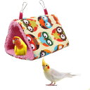 小鳥用 三角ハウスバードテント 布製とりかご止まり木 鳥 寝床 ベッド バードトイ ペットハンモック防寒 冬用ベッドテント(M フクロウ柄)