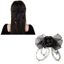 ヘアクリップ バレッタ バロック系 文芸復古 ローズ クラフトメッシュ ヘアリボン 髪飾り 髪留め 上品 クリスタル ヘアアクセサリー おしゃれ 結婚式 フォー...