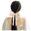 ヘアクリップ バレッタ ヘアピン 長いリボン 蝶結び 上品 優しい 髪飾り 光沢感 女性 森ガール シンプル 可愛い おしゃれ 日常 通勤通学 誕生日 発表会 ...