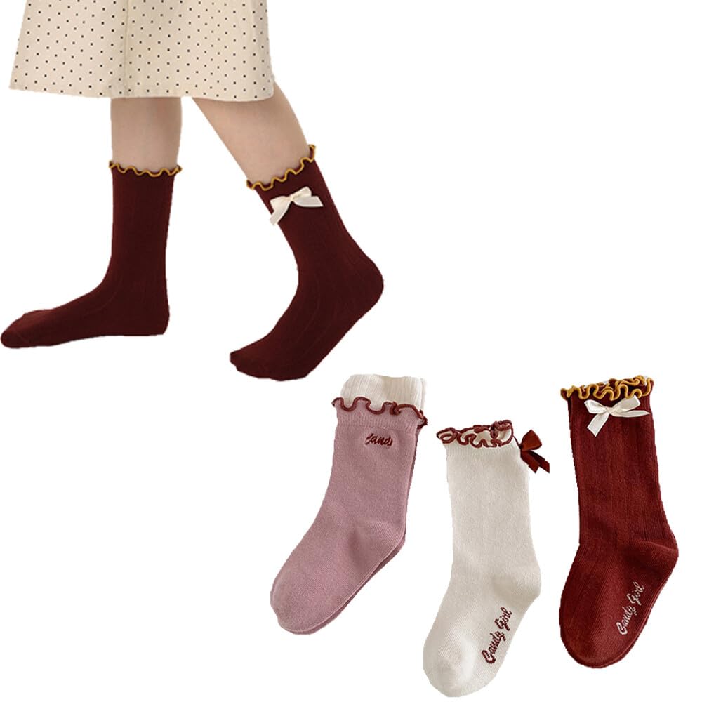 子供 ソックス 女の子 靴下 キッズ スイート フリル リボン ガールズ お姫様 柔らかい おしゃれ 3足セット