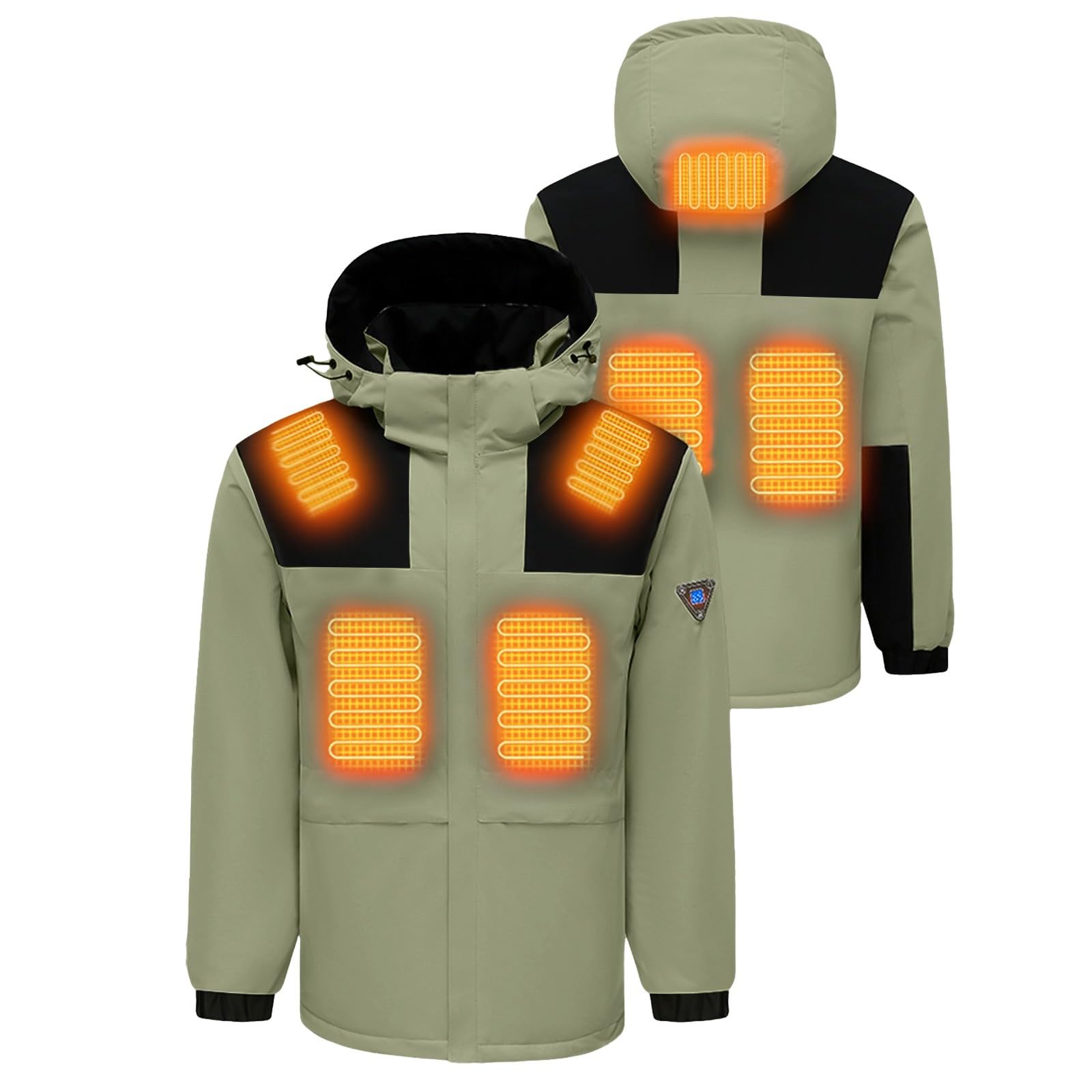 電熱ジャケット 電熱ウェア 電熱コート バイク 長袖 メンズ 7箇所発熱 暖房服 防寒グッズ マウンテンパーカー ブルゾン 裏起毛 USB充電式 登山 撥水加工 フード付き