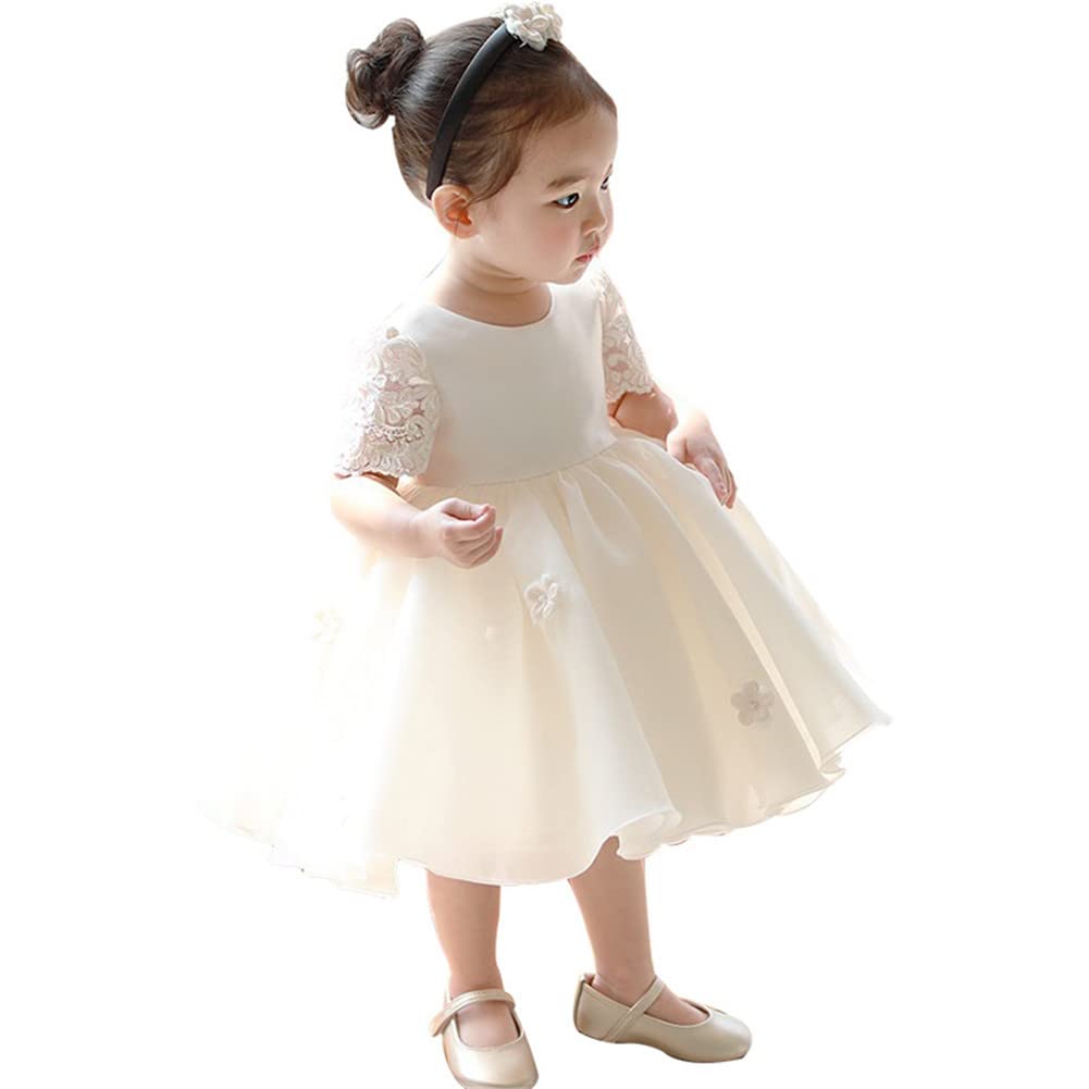 ベビードレス 赤ちゃん セレモニードレス ワンピース 子供ドレス 洋装フォーマル リボン 花柄 丸首 フ..